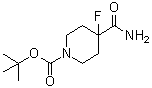 structure of CAS# 918431-92-2, 4-Carbamoyl-4-fluoropiperidine-1-carboxylic acid tert-butyl ester