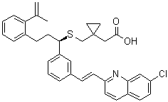 structure of CAS# 918972-54-0, 1-[[[(1R)-1-[3-[(1E)-2-(7-Chloro-2-quinolinyl)ethenyl]phenyl]-3-[2-(1-methylethenyl)phenyl]propyl]thio]methyl]cyclopropaneacetic acid