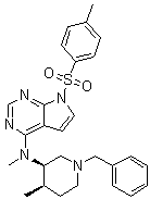 structure of CAS# 923036-30-0, N-甲基-N-[(3R,4R)-4-甲基-1-苄基-3-哌啶基]-7-[(4-甲基苯基)磺酰基]-7H-吡咯并[2,3-d]嘧啶-4-胺