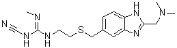 CAS # 92715-31-6, N-Cyano-N'-[2-[[[2-[(dimethylamino)methyl]-1H-benzimidazol-6-yl]methyl]thio]ethyl]-N''-methylguanidine