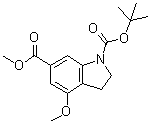 structure of CAS# 928771-49-7, 4-甲氧基-2,3-二氢吲哚-1,6-二甲酸 1-叔丁酯 6-甲酯