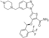 CAS # 929095-18-1, GSK-461364, 5-[6-[(4-Methyl-1-piperazinyl)methyl]-1H-benzimidazol-1-yl]-3-[(1R)-1-[2-(trifluoromethyl)phenyl]ethoxy]-2-thiophenecarboxamide