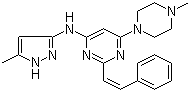 CAS # 934353-77-2, 6-(4-Methyl-1-piperazinyl)-N-(5-methyl-1H-pyrazol-3-yl)-2-[(1Z)-2-phenylethenyl]-4-pyrimidinamine