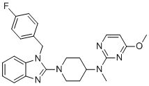 CAS # 935860-12-1, Mizolastine Impurity 9, N-(1-(1-(4-fluorobenzyl)-1H-benzo[d]imidazol-2-yl)piperidin-4-yl)-4-methoxy-N-methylpyrimidin-2-amine