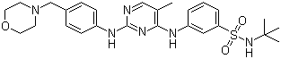 structure of CAS# 936091-15-5, N-叔丁基-3-(5-甲基-2-(4-(吗啉甲基)苯基氨基)嘧啶-4-基氨基)苯磺酰胺