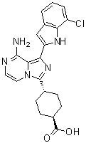 structure of CAS# 936889-68-8, trans-4-[8-Amino-1-(7-chloro-1H-indol-2-yl)imidazo[1,5-a]pyrazin-3-yl]cyclohexanecarboxylic acid