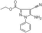 structure of CAS# 93764-93-3, Ethyl 5-amino-4-cyano-1-phenyl-1H-pyrazole-3-carboxylate