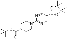 structure of CAS# 940284-98-0, 2-[4-(N-叔丁氧羰基)哌嗪-1-基]嘧啶-5-硼酸频哪醇酯
