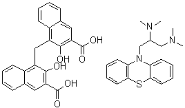 CAS 登录号：94292-02-1, 4,4'-亚甲基二[3-羟基-2-萘甲酸]与N,N,N',N'-四甲基-3-(10H-吩噻嗪-10-基)-1,2-丙二胺的化合物