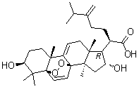 CAS # 943225-53-4, 5alpha,8alpha-Peroxydehydrotumulosic acid, (3beta,8alpha,16alpha)-5,8-Epidioxy-3,16-dihydroxy-24-methylene-lanosta-6,9(11)-dien-21-oic acid