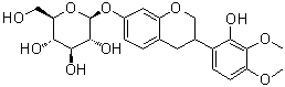 CAS # 94367-43-8, 3,4-Dihydro-3-(2-hydroxy-3,4-dimethoxyphenyl)-2H-1-benzopyran-7-yl beta-D-glucopyranoside