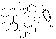 structure of CAS# 944451-27-8, [(S)-(+)-2,2'-双(二苯基膦)-5,5',6,6',7,7',8,8'-八氢-1,1'-联萘基](对伞花烃)二氯化钌