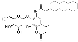 CAS # 94452-17-2, N-[7-(beta-D-Galactopyranosyloxy)-4-methyl-2-oxo-2H-1-benzopyran-6-yl]hexadecanamide