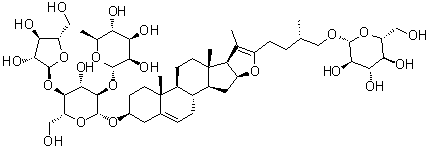 CAS # 945865-37-2, Parisyunnanoside B, (3beta,25R)-26-(beta-D-Glucopyranosyloxy)furosta-5,20(22)-dien-3-yl O-alpha-L-arabinofuranosyl-(1→4)-O-[6-deoxy-alpha-L-mannopyranosyl-(1→2)]-beta-D-glucopyranoside