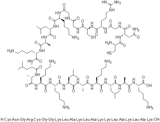 CAS 登录号：948991-81-9, L-半胱氨酰-L-天冬氨酰胺酰甘氨酰-L-精氨酰-L-半胱氨酰甘氨酰甘氨酰-L-赖氨酰-L-亮氨酰-L-丙氨酰-L-赖氨酰-L-亮氨酰-L-丙氨酰-L-赖氨酰-L-赖氨酰-L-亮氨酰-L-丙氨酰-L-赖氨酰-L-亮氨酰-L-丙氨酰-L-赖氨酸
