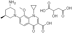 CAS # 951163-60-3, 7-[(3S,5S)-3-Amino-5-methyl-1-piperidinyl]-1-cyclopropyl-1,4-dihydro-8-methoxy-4-oxo-3-quinolinecarboxylic acid with 2-hydroxybutanedioic acid
