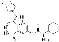 structure of CAS# 952021-60-2, (alphaR)-alpha-氨基-N-[5,6-二氢-2-(1-甲基-1H-吡唑-4-基)-6-氧代-1H-吡咯并[4,3,2-ef][2,3]苯并二氮杂卓-8-基]环己烷乙酰胺