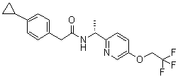 CAS # 953778-63-7, 4-Cyclopropyl-N-[(1R)-1-[5-(2,2,2-trifluoroethoxy)-2-pyridinyl]ethyl]benzeneacetamide