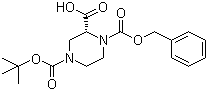 structure of CAS# 954388-33-1, (R)-4-tert-Butoxycarbonyl-1-(benzyloxycarbonyl)piperazine-2-carboxylic acid