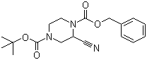 structure of CAS# 955016-62-3, 2-氰基-1,4-哌嗪二羧酸 4-叔丁酯 1-苯甲酯
