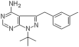CAS # 956025-83-5, 4-Amino-1-tert-butyl-3-(3-methylbenzyl)pyrazolo[3,4-d]pyrimidine