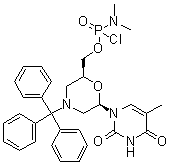 CAS # 956139-30-3, N,N-Dimethyl-phosphoramidochloridic acid [(2S,6R)-6-(3,4-dihydro-5-methyl-2,4-dioxo-1(2H)-pyrimidinyl)-4-(triphenylmethyl)-2-morpholinyl]methyl ester