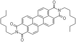 CAS # 95689-91-1, N,N'-Bis(n-heptyl)-3,4,9,10-perylenedicarboximide, N,N'-Di(n-heptyl)perylenetetracarbonic acid diamide