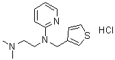 CAS # 958-93-0, Thenyldiamine hydrochloride, N,N-Dimethyl-N'-(3-thenyl)-N'-(2-pyridyl)ethylenediamine hydrochloride, Thenfadil hydrochloride