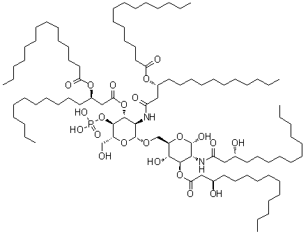CAS 登录号：960324-04-3, 2-脱氧-6-O-[2-脱氧-3-O-[(3R)-1-氧代-3-[(1-氧代十四烷基)氧基]十四烷基]-2-[[(3R)-1-氧代-3-[(1-氧代十四烷基)氧基]十四烷基]氨基]-4-O-膦酰-beta-D-吡喃葡萄糖基]-2-[[(3R)-3-羟基-1-氧代十四烷基]氨基]-alpha-D-吡喃葡萄糖 3-[(3R)-3-羟基十四烷酸酯]