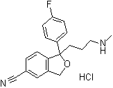CAS # 97743-99-2, 1-(4-Fluorophenyl)-1,3-dihydro-1-[3-(methylamino)propyl]-5-isobenzofurancarbonitrile hydrochloride