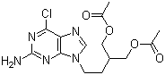 structure of CAS# 97845-60-8, 9-(4-Acetoxy-3-acetoxymethylbutyl)-2-amino-6-chloropurine