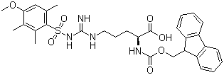 CAS # 98930-01-9, N-Fmoc-N'-(4-methoxy-2,3,6-trimethylbenzenesulfonyl)-L-arginine, Fmoc-Arg(Mtr)-OH, N-9-Fluorenylmethoxycarbonyl-N'-(4-methoxy-2,3,6-trimethylbenzenesulfonyl)-L-arginine