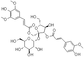 CAS # 98942-06-4, 1-O-[3-(4-Hydroxy-3,5-dimethoxyphenyl)-1-oxo-2-propen-1-yl]-3-O-[3-(4-hydroxy-3-methoxyphenyl)-1-oxo-2-propen-1-yl]-beta-D-fructofuranosyl alpha-D-glucopyranoside