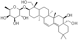 CAS # 99365-21-6, Prosaikogenin A, (3beta,4alpha,16beta)-16,23,28-Trihydroxyoleana-11,13(18)-dien-3-yl 6-deoxy-beta-D-galactopyranoside