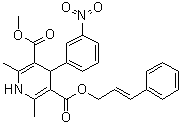 CAS # 99522-79-9, Pranidipine, 1,4-Dihydro-2,6-dimethyl-4-(3-nitrophenyl)-3,5-pyridinedicarboxylic acid methyl (2E)-3-phenyl-2-propenyl ester, FRC 8411, OPC 13340